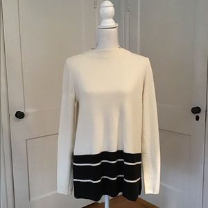 LOFT Wool Blend Cream and Black Sweater